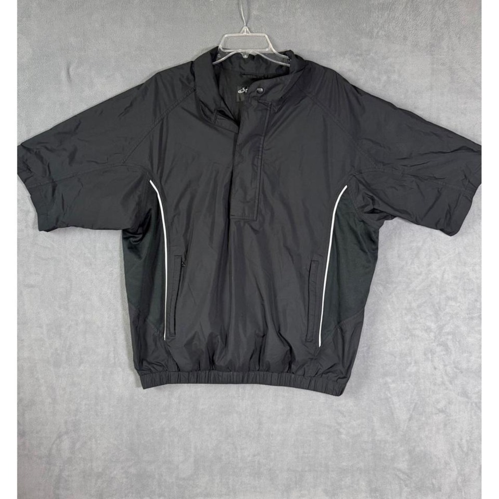 Ethos by FootJoy Men's Short Sleeve Golf Pullover Jacket Black Large 1/4 Zip‎